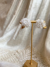 Load image into Gallery viewer, White Hydrangea Clip-on Earrings