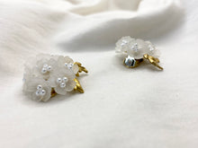 Load image into Gallery viewer, White Hydrangea Clip-on Earrings
