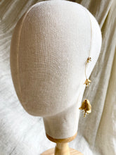 Load image into Gallery viewer, Rose stem with rain drops long earrings