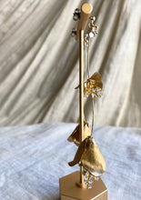 Load image into Gallery viewer, Rose stem with rain drops long earrings